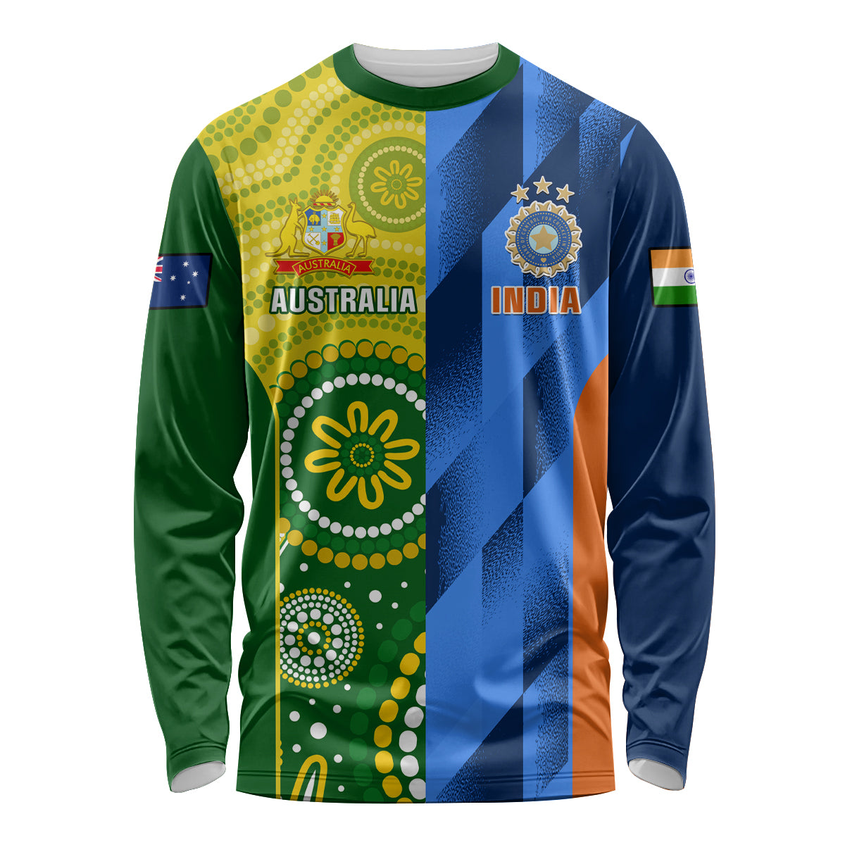 Custom Australia And India Cricket Long Sleeve Shirt 2023 World Cup Final Together - Wonder Print Shop