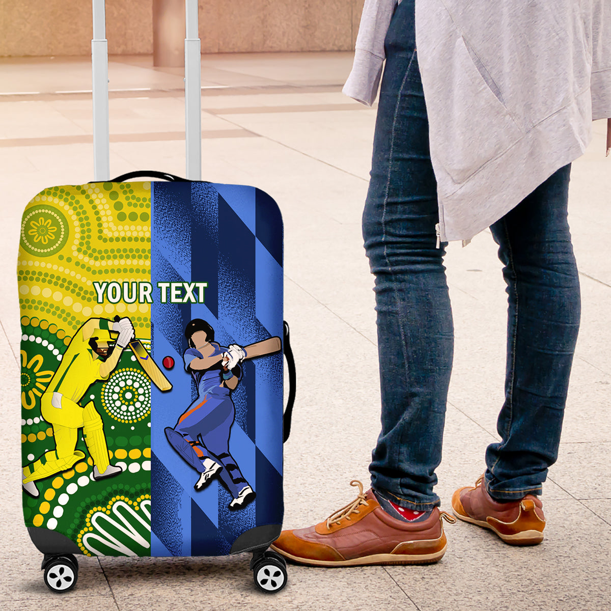 Custom Australia And India Cricket Luggage Cover 2023 World Cup Final Together - Wonder Print Shop