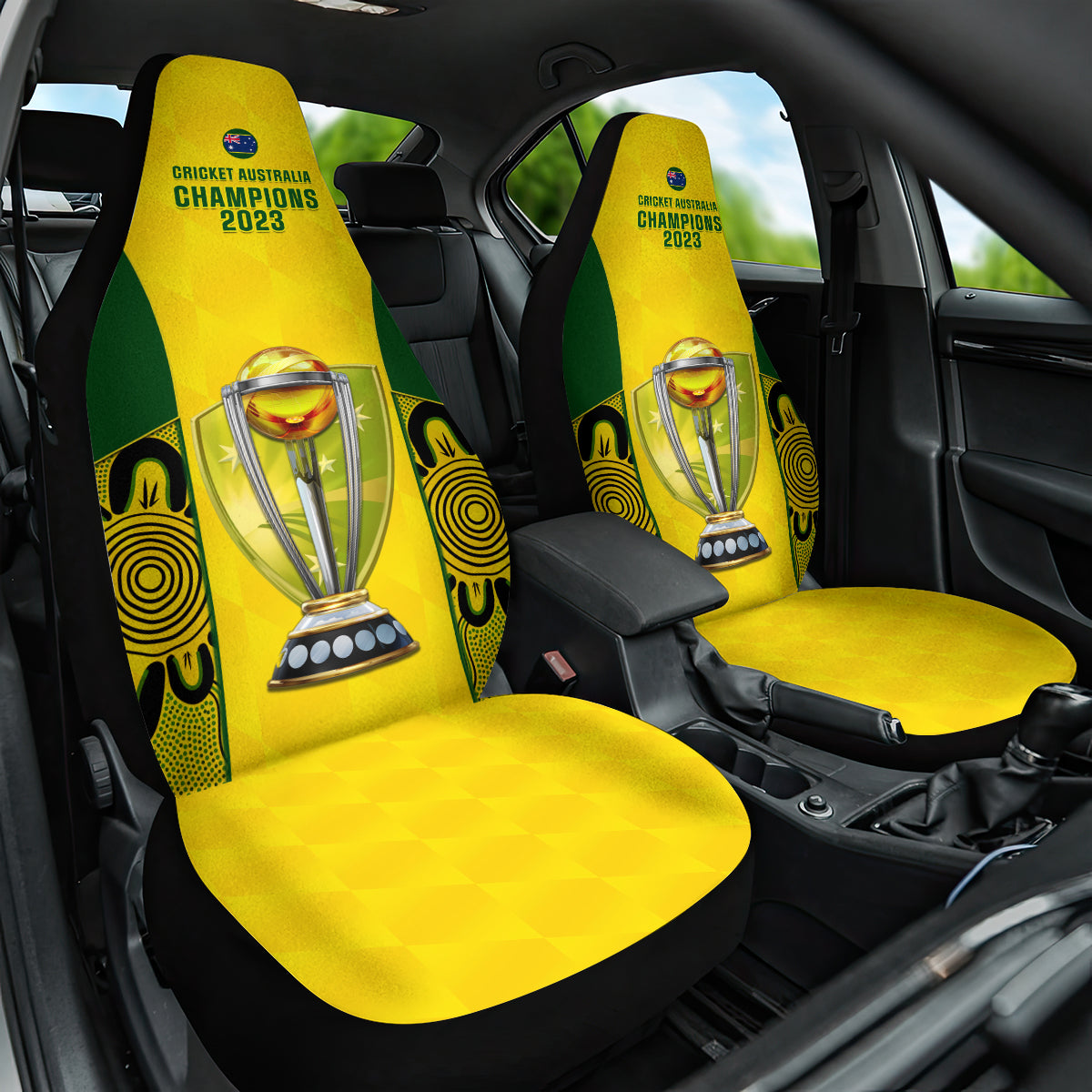 Australia Cricket Car Seat Cover World Cup Go Champions 2023 Indigenous - Wonder Print Shop