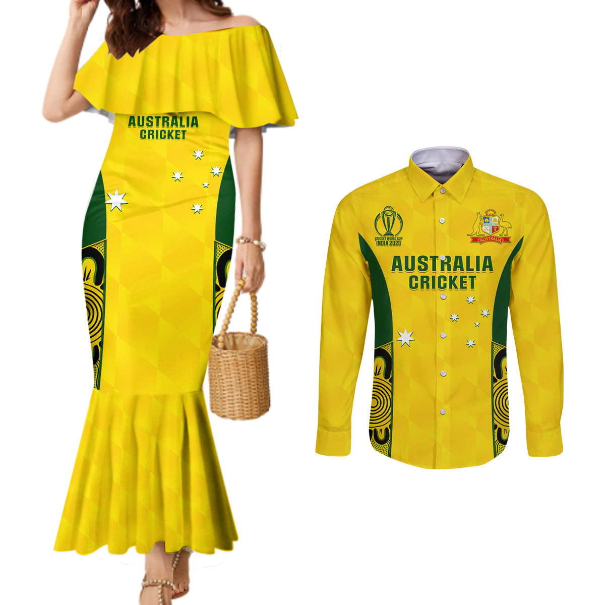 australia-cricket-couples-matching-mermaid-dress-and-long-sleeve-button-shirt-world-cup-go-champions-2023-indigenous