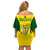 Australia Cricket Family Matching Off Shoulder Short Dress and Hawaiian Shirt World Cup Go Champions 2023 Indigenous - Wonder Print Shop