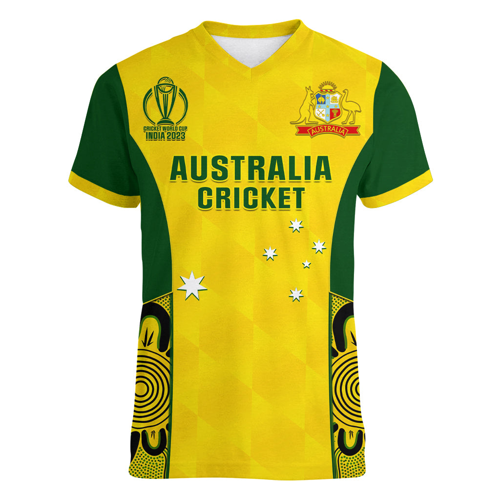 australia-cricket-women-v-neck-t-shirt-world-cup-go-champions-2023-indigenous