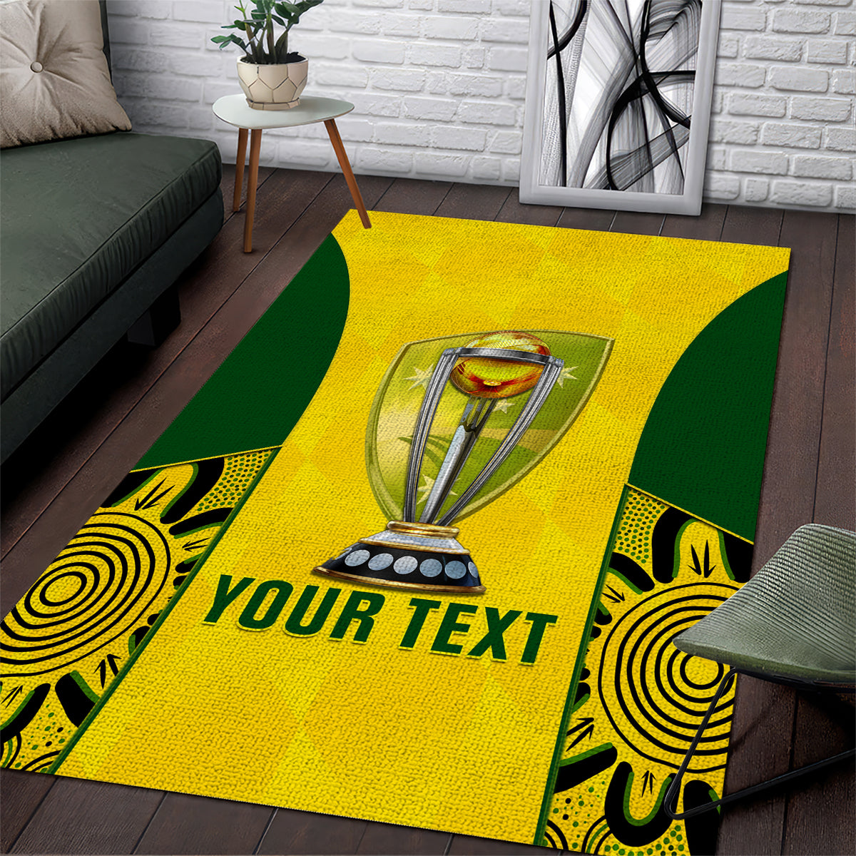 Custom Australia Cricket Area Rug World Cup Go Champions 2023 Indigenous - Wonder Print Shop