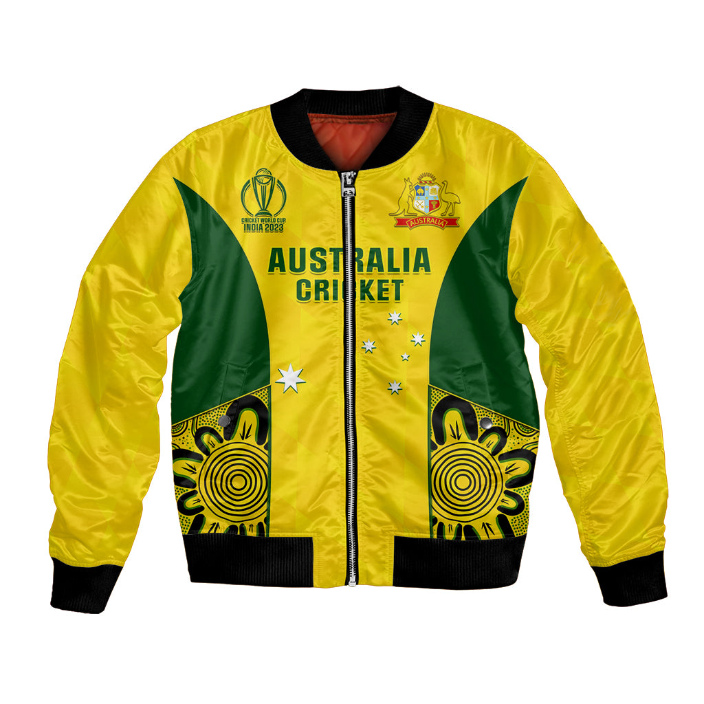 Yellow and green satin bomber jacket, full-zip with ribbed black cuffs