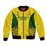 Yellow and green satin bomber jacket, full-zip with ribbed black cuffs
