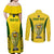 Custom Australia Cricket Couples Matching Off Shoulder Maxi Dress and Long Sleeve Button Shirt World Cup Go Champions 2023 Indigenous - Wonder Print Shop