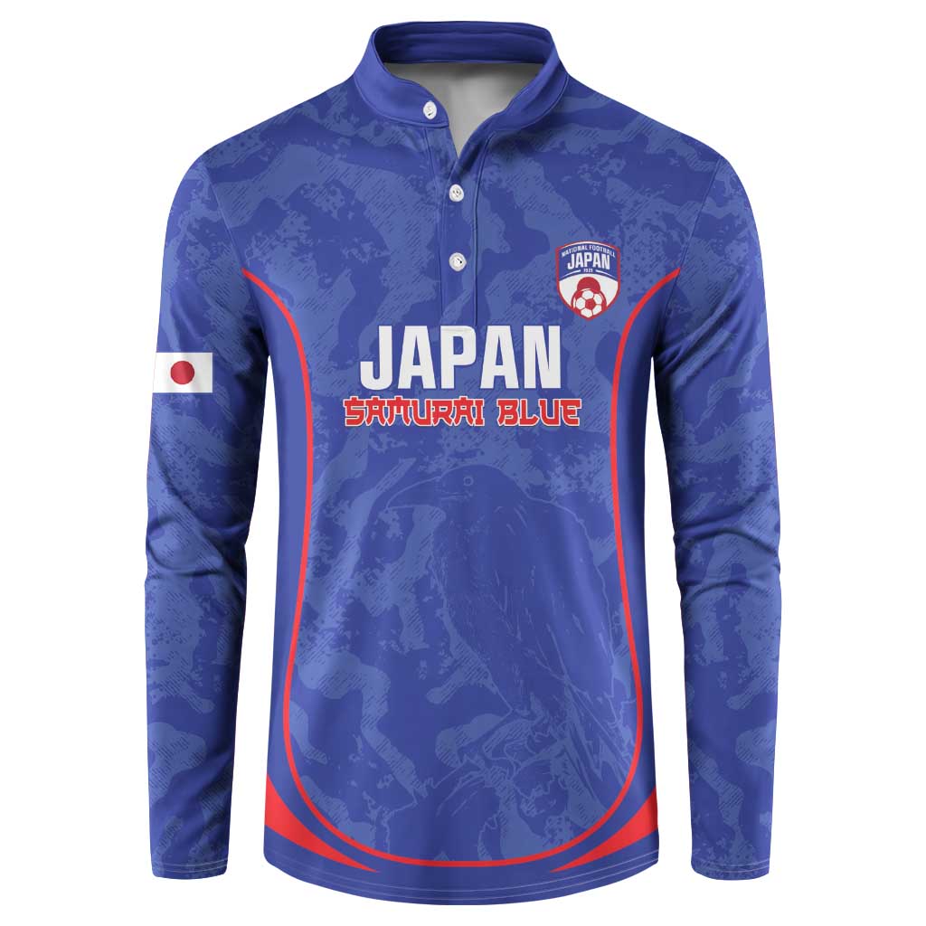 Custom Japan Football Button Sweatshirt 2026 Come On Samurai Blue - Wonder Print Shop