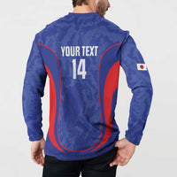 Custom Japan Football Button Sweatshirt 2026 Come On Samurai Blue - Wonder Print Shop