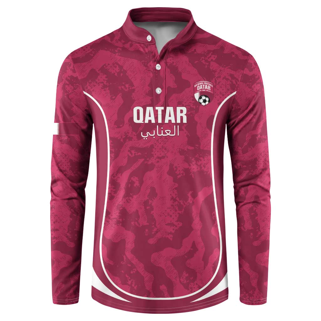 Custom Qatar Football Button Sweatshirt 2026 Come On The Maroons - Wonder Print Shop