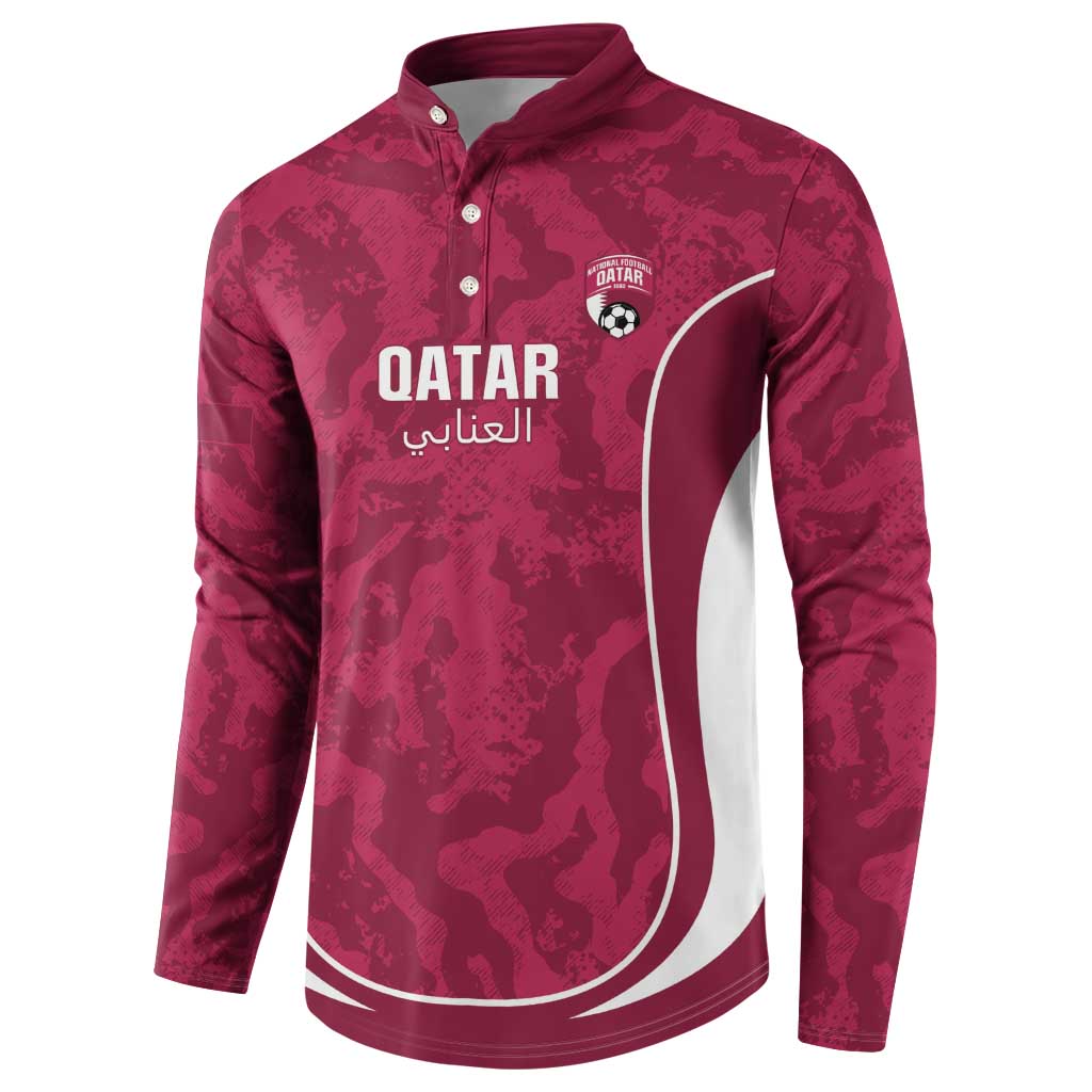 Custom Qatar Football Button Sweatshirt 2026 Come On The Maroons - Wonder Print Shop