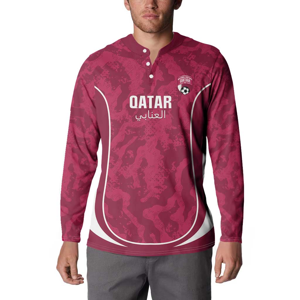 Custom Qatar Football Button Sweatshirt 2026 Come On The Maroons - Wonder Print Shop