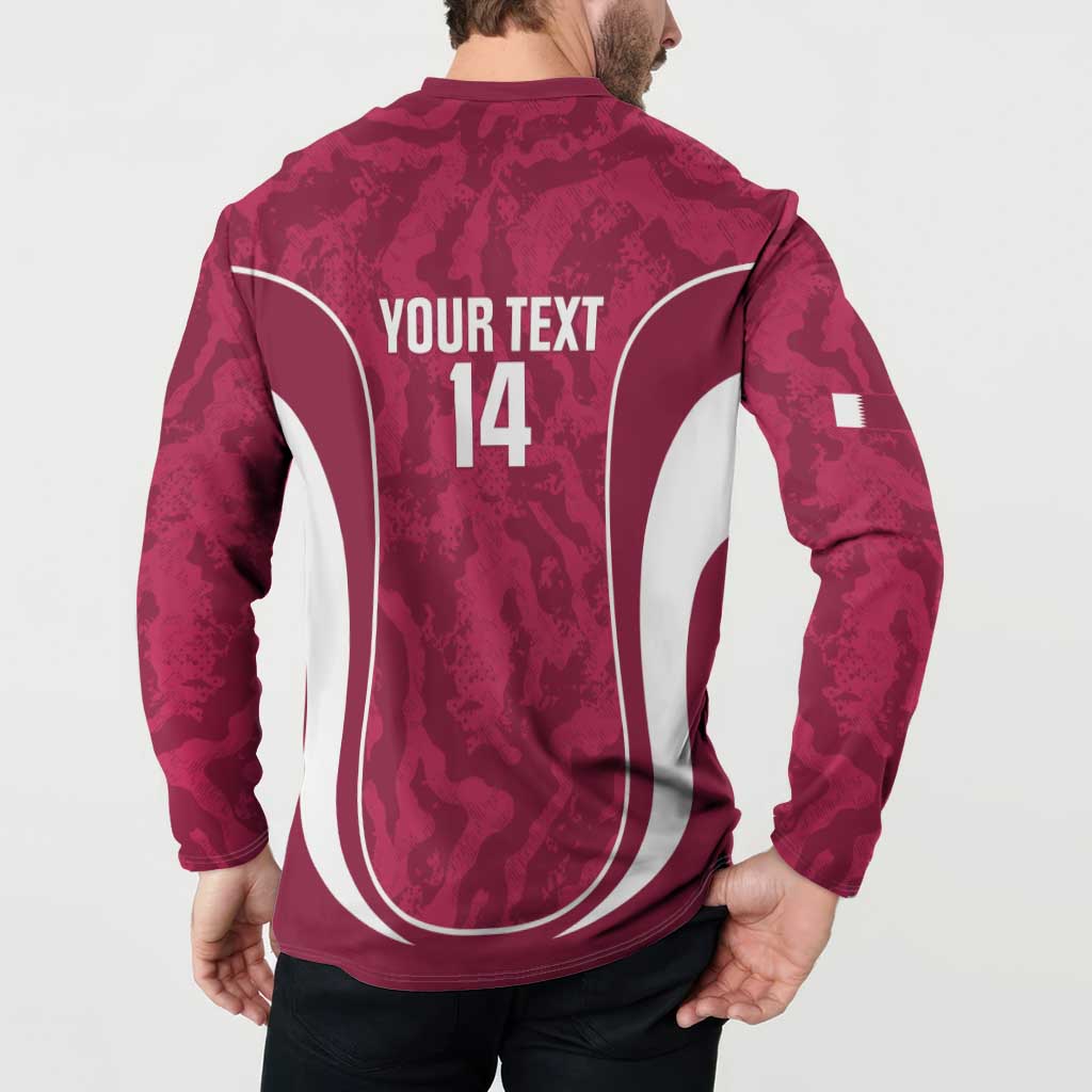 Custom Qatar Football Button Sweatshirt 2026 Come On The Maroons - Wonder Print Shop