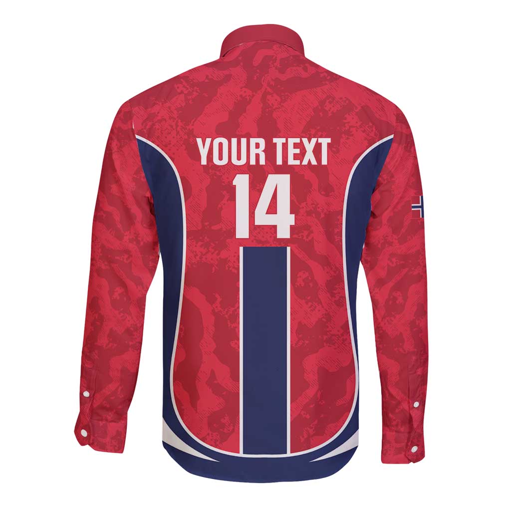 Custom Norway Football Long Sleeve Button Shirt 2026 Come On Norge - Wonder Print Shop