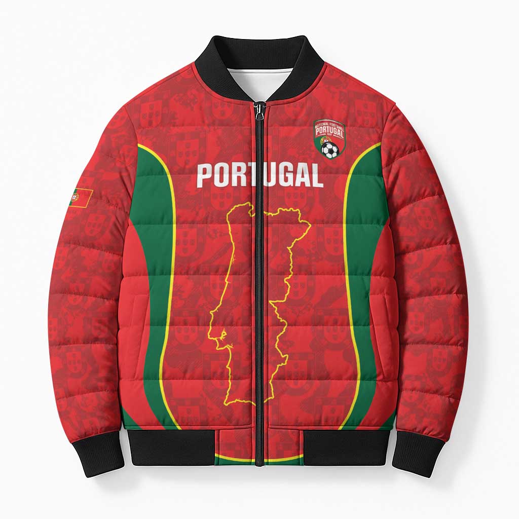 Custom Portugal Football Bomber Puffer Jacket 2026 Come On Selecao das Quinas - Red - Wonder Print Shop