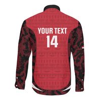 Custom Egypt Football Long Sleeve Button Shirt 2026 Go Pharaohs Ancient Egyptian Pattern - Wonder Print Shop