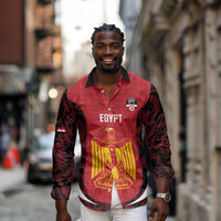 Custom Egypt Football Long Sleeve Button Shirt 2026 Go Pharaohs Ancient Egyptian Pattern - Wonder Print Shop