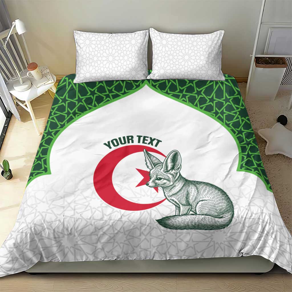 Custom Algeria Football Bedding Set 2026 Go Greens Fennec With Islamic Pattern - Wonder Print Shop
