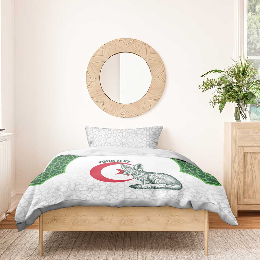 Custom Algeria Football Bedding Set 2026 Go Greens Fennec With Islamic Pattern - Wonder Print Shop