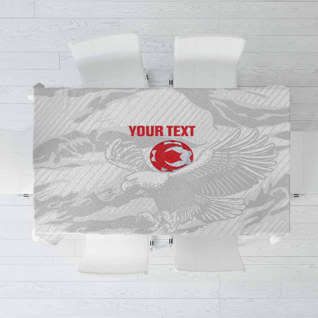 Custom Tunisia Football Tablecloth 2026 Eagles of Carthage White Grunge - Wonder Print Shop
