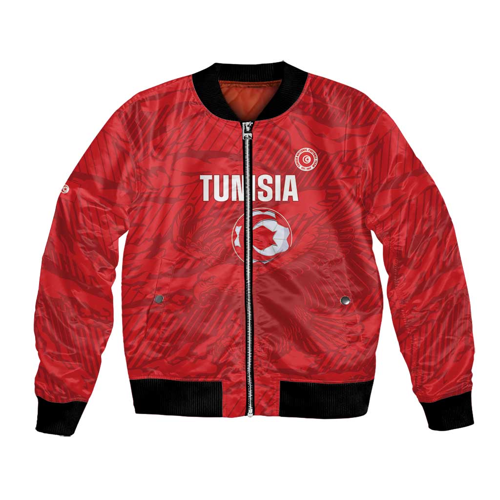 Custom Tunisia Football Bomber Jacket 2026 Eagles of Carthage Red Grunge - Wonder Print Shop