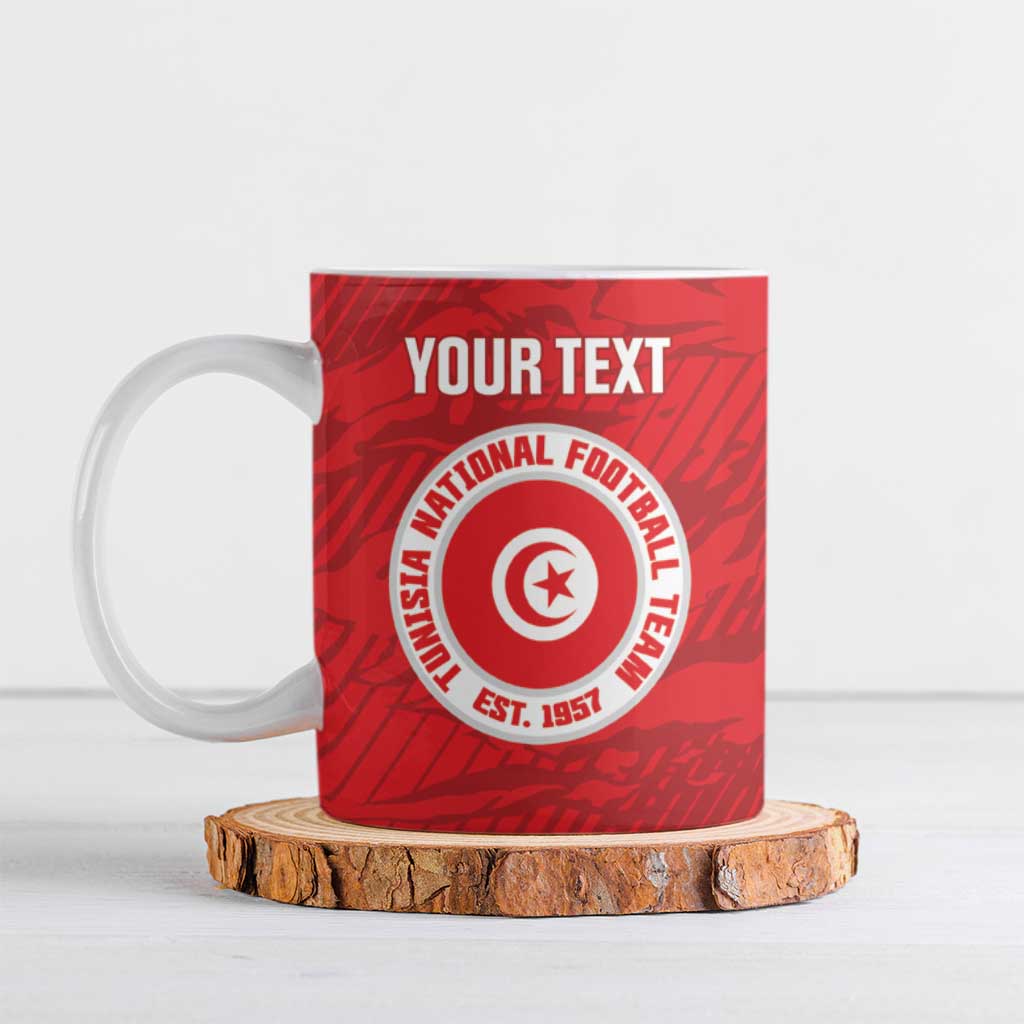 Custom Tunisia Football Ceramic Mug 2026 Eagles of Carthage Red Grunge - Wonder Print Shop