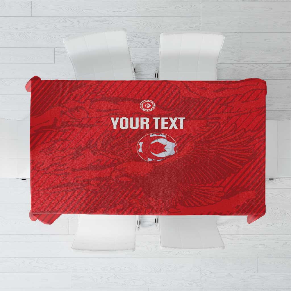 Custom Tunisia Football Tablecloth 2026 Eagles of Carthage Red Grunge - Wonder Print Shop