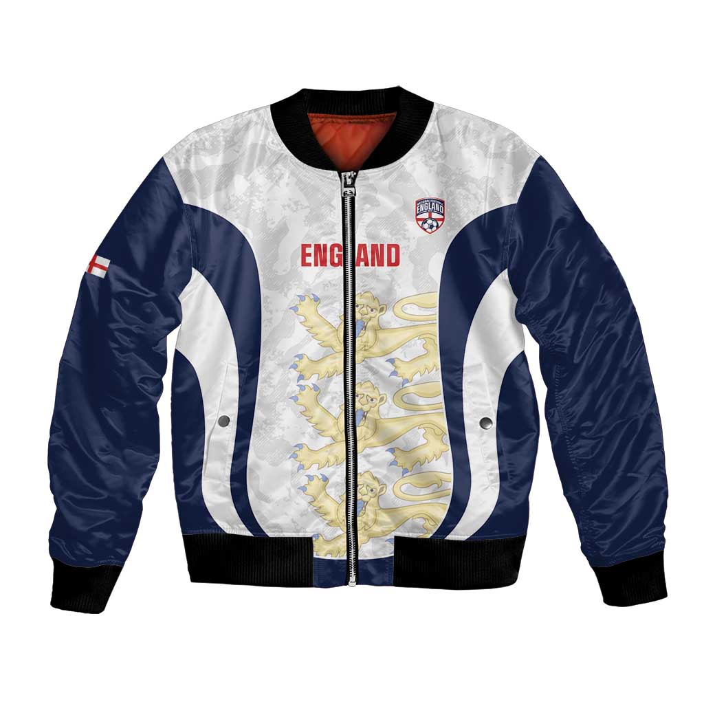 Custom England 2026 Football Bomber Jacket Go Three Lions Grunge Style - Wonder Print Shop