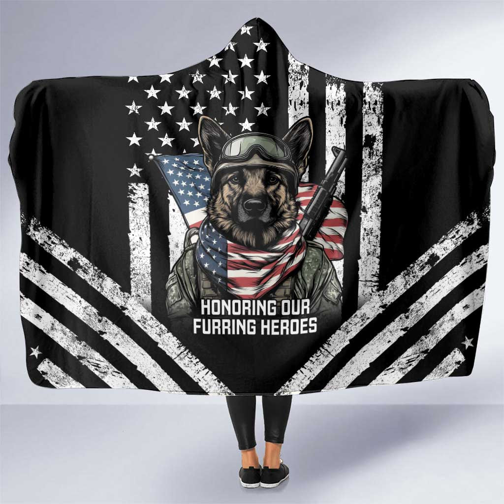 USA National K9 Veterans Day Hooded Blanket Honoring Our Furring Heroes