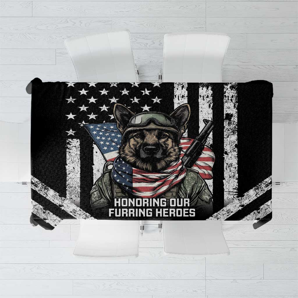 Black tablecloth with American flag dog graphic and patriotic stars stripes