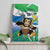 Personalised Sierra Leone Independence Day Canvas Wall Art Funny Chimpanzee With Drum