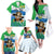 Personalised Sierra Leone Independence Day Family Matching Off The Shoulder Long Sleeve Dress and Hawaiian Shirt Funny Chimpanzee With Drum