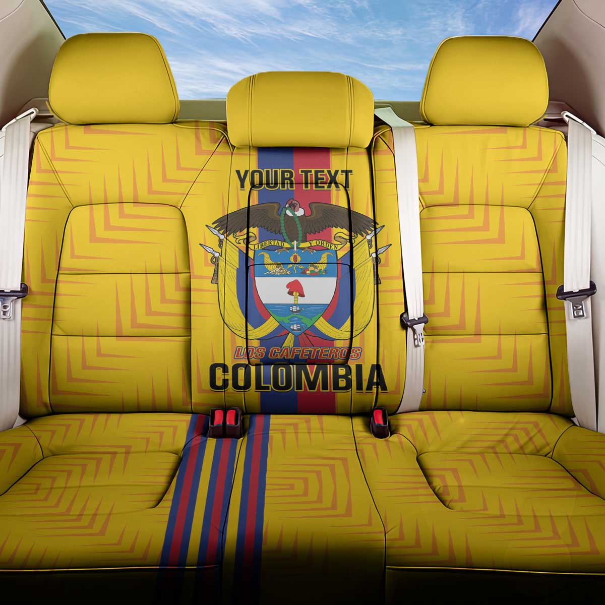 Custom Colombia Football Back Car Seat Cover Vamos Los Cafeteros