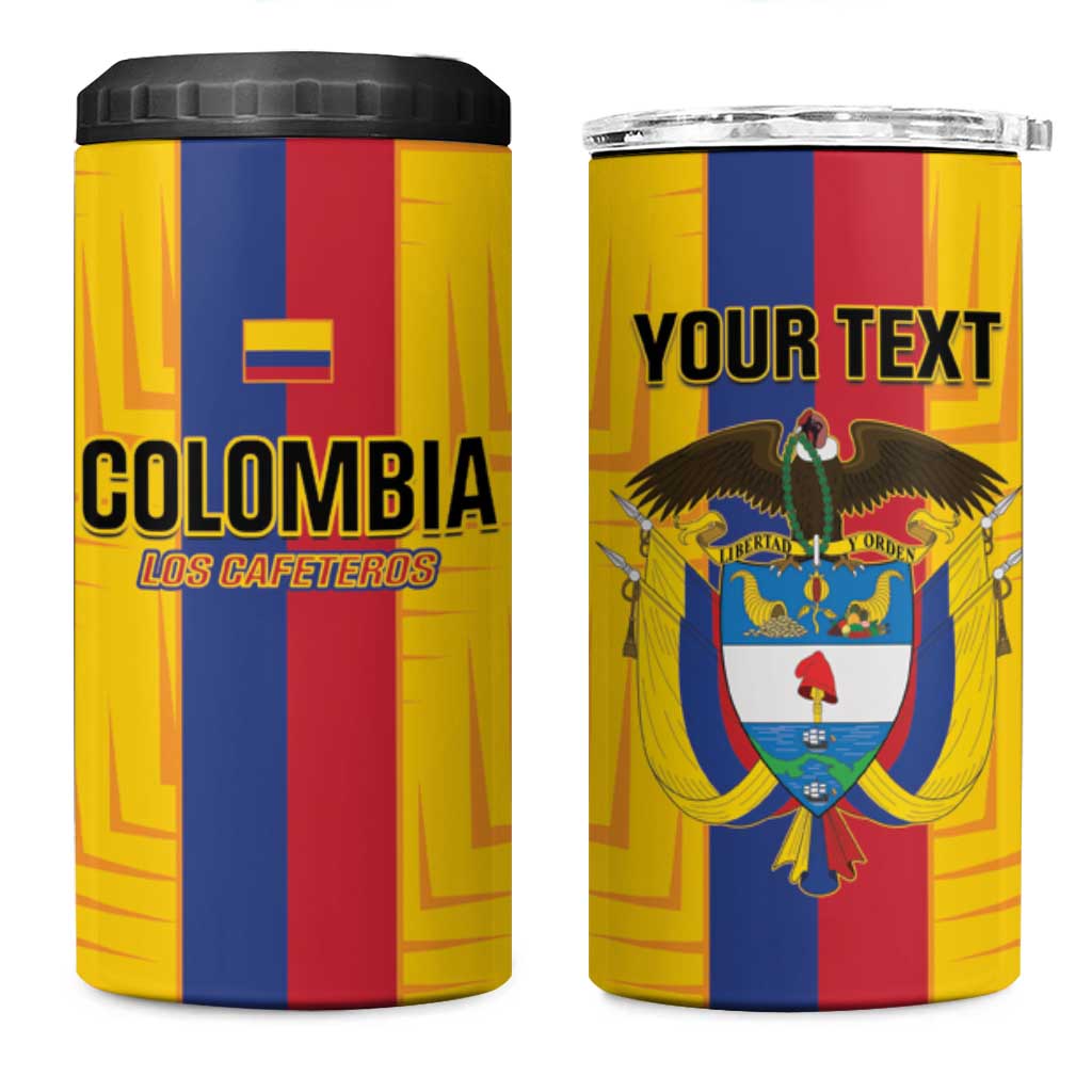 Custom Colombia Football 4 in 1 Can Cooler Tumbler Vamos Los Cafeteros