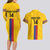 Custom Colombia Football Couples Matching Long Sleeve Bodycon Dress and Hawaiian Shirt Vamos Los Cafeteros