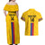 Custom Colombia Football Couples Matching Off Shoulder Maxi Dress and Hawaiian Shirt Vamos Los Cafeteros