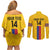 Custom Colombia Football Couples Matching Off Shoulder Short Dress and Long Sleeve Button Shirt Vamos Los Cafeteros