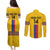 Custom Colombia Football Couples Matching Puletasi and Long Sleeve Button Shirt Vamos Los Cafeteros