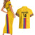 Custom Colombia Football Couples Matching Short Sleeve Bodycon Dress and Hawaiian Shirt Vamos Los Cafeteros