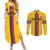 Custom Colombia Football Couples Matching Summer Maxi Dress and Long Sleeve Button Shirt Vamos Los Cafeteros