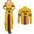 Custom Colombia Football Couples Matching Summer Maxi Dress and Long Sleeve Button Shirt Vamos Los Cafeteros