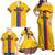 Custom Colombia Football Family Matching Off Shoulder Maxi Dress and Hawaiian Shirt Vamos Los Cafeteros