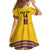 Custom Colombia Football Family Matching Off Shoulder Short Dress and Hawaiian Shirt Vamos Los Cafeteros