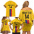 Custom Colombia Football Family Matching Off Shoulder Short Dress and Hawaiian Shirt Vamos Los Cafeteros