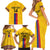 Custom Colombia Football Family Matching Short Sleeve Bodycon Dress and Hawaiian Shirt Vamos Los Cafeteros