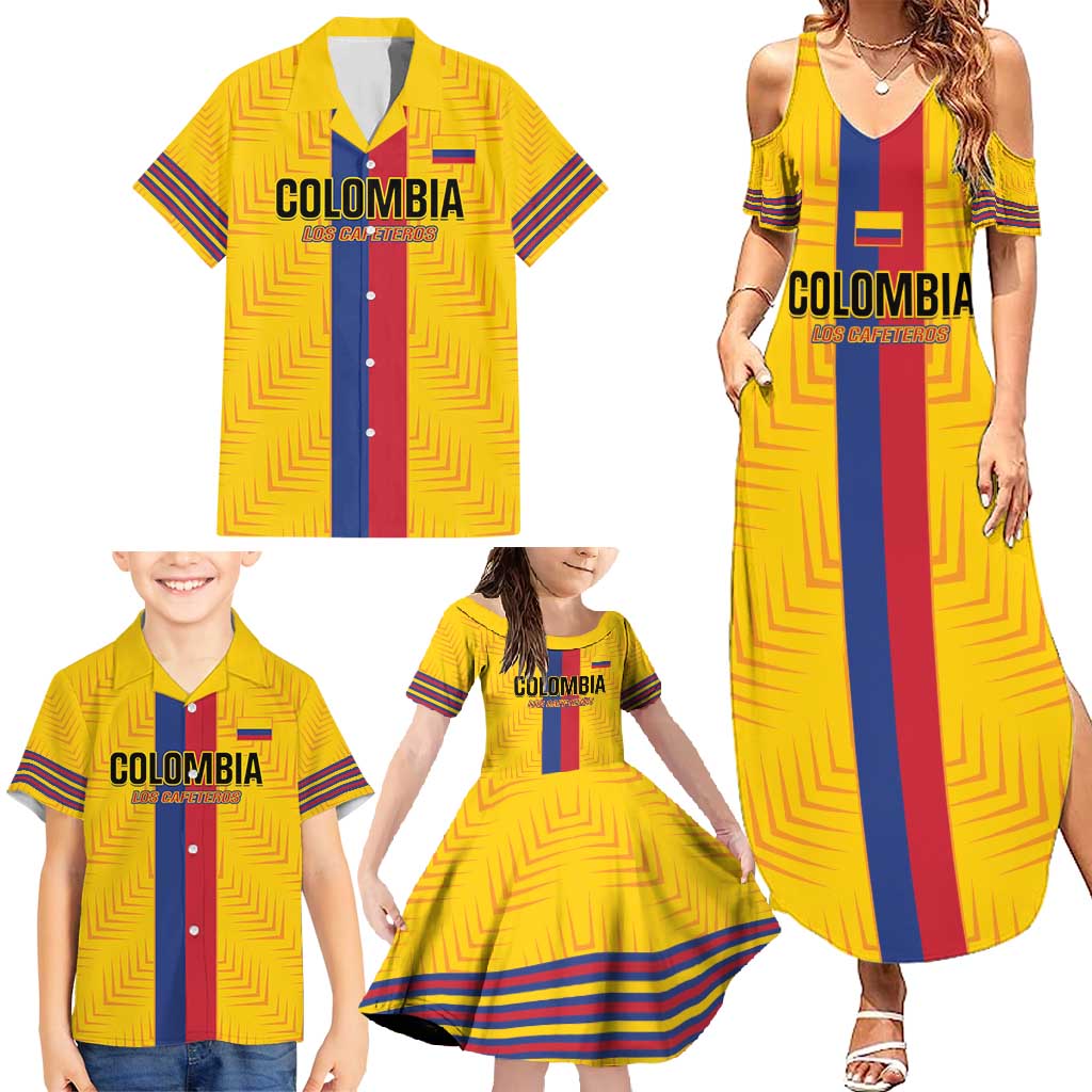 Custom Colombia Football Family Matching Summer Maxi Dress and Hawaiian Shirt Vamos Los Cafeteros