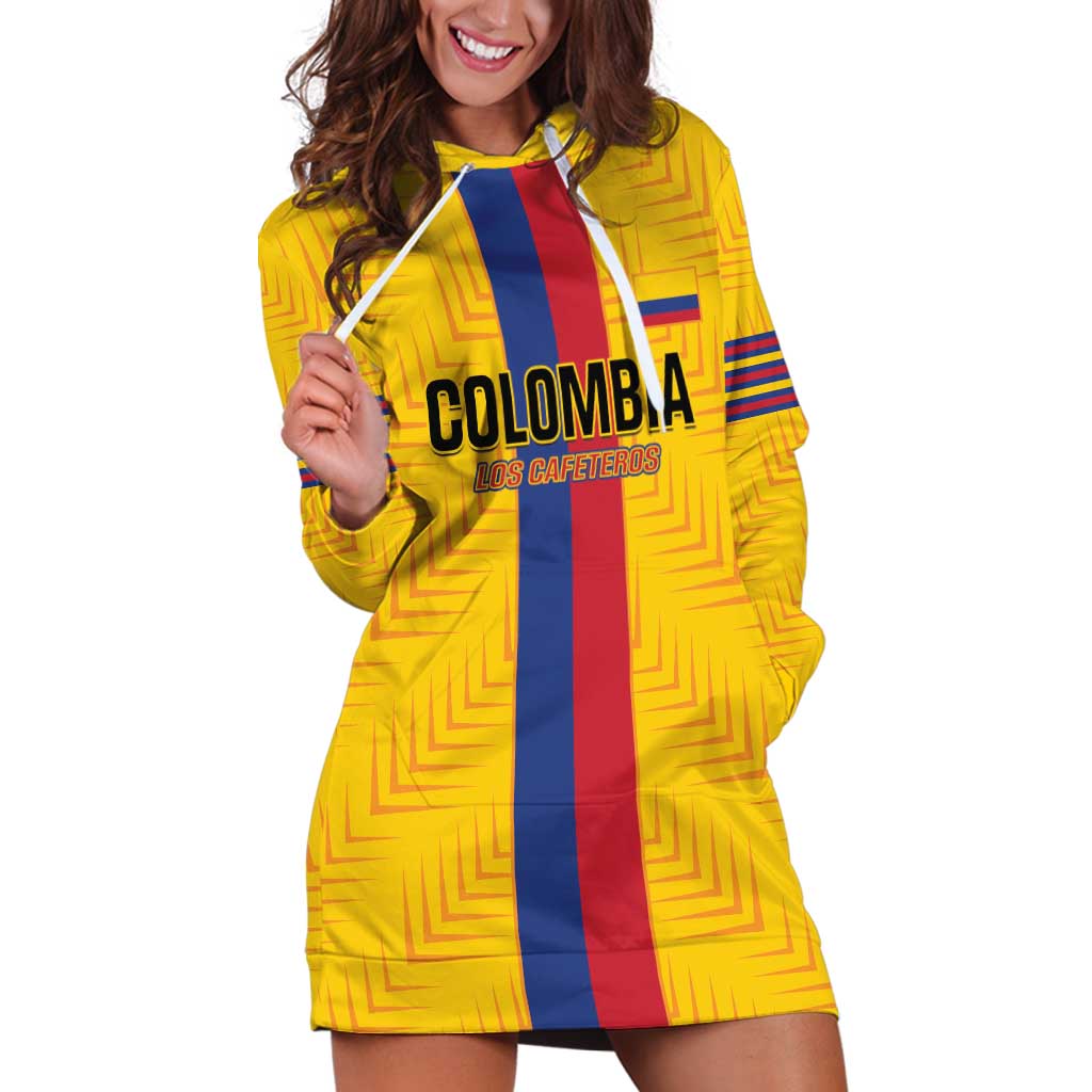 Custom Colombia Football Hoodie Dress Vamos Los Cafeteros