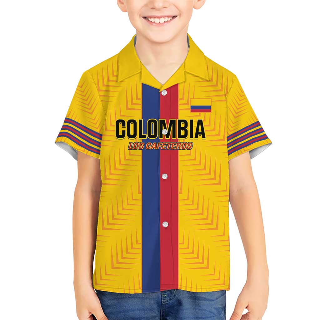 Custom Colombia Football Kid Hawaiian Shirt Vamos Los Cafeteros