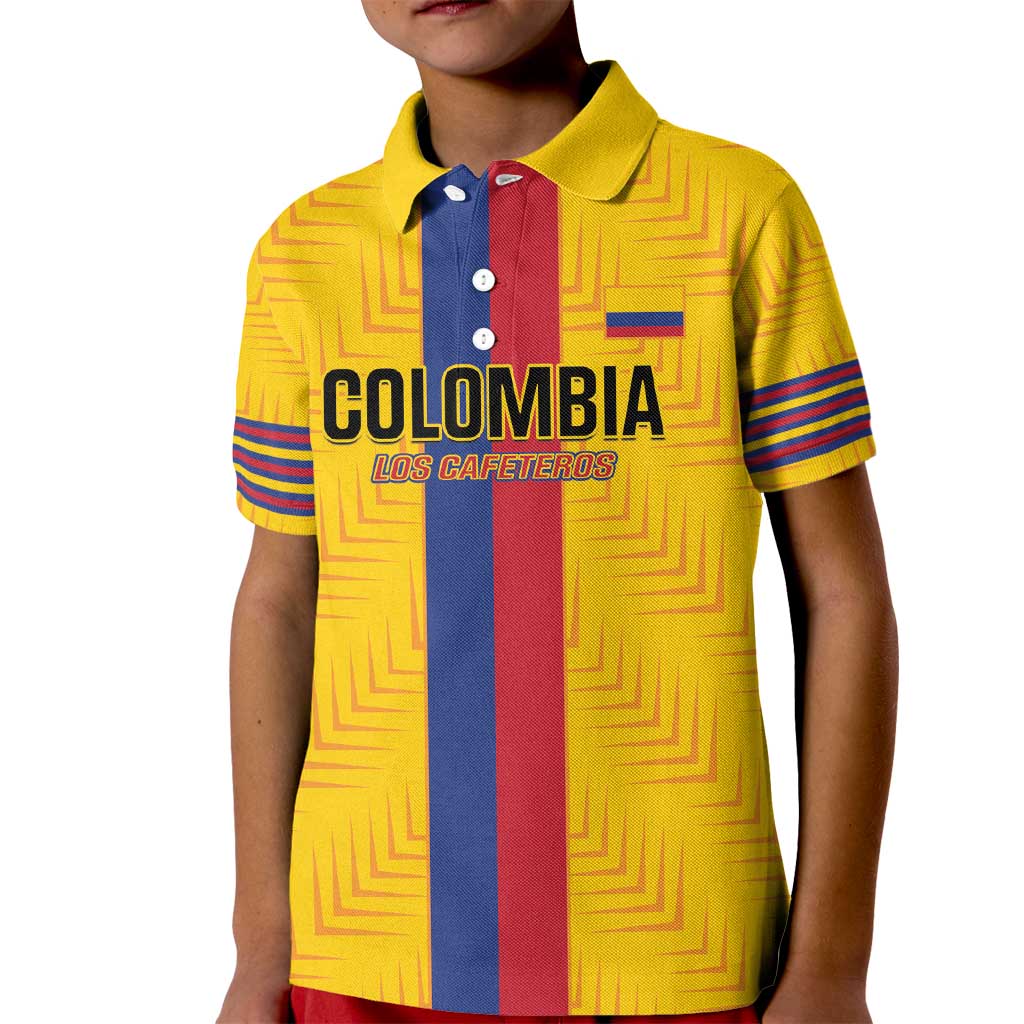 Custom Colombia Football Kid Polo Shirt Vamos Los Cafeteros