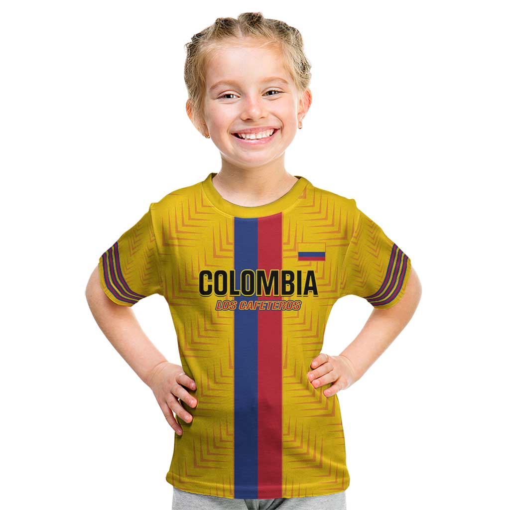 Custom Colombia Football Kid T Shirt Vamos Los Cafeteros