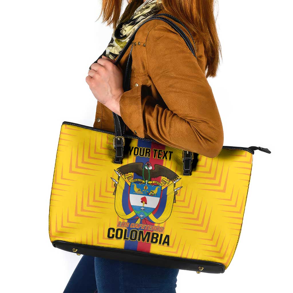 Custom Colombia Football Leather Tote Bag Vamos Los Cafeteros